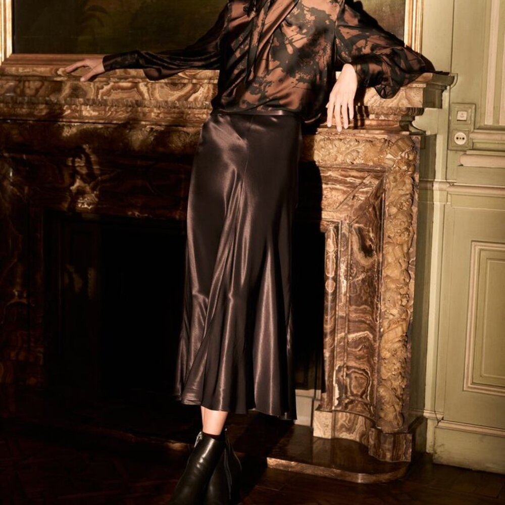 Zara Brown Satin Skirt 9479/282